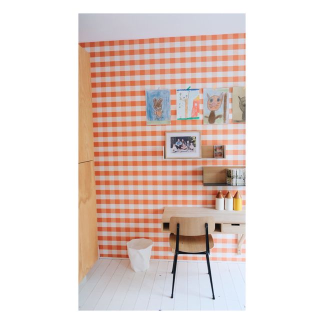 Gingham Wallpaper - Mathilde Cabanas x Bonjourgeorges | Naranja