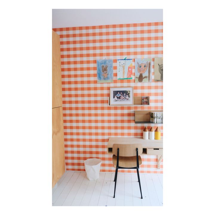 Gingham Wallpaper - Mathilde Cabanas x Bonjourgeorges | Orange- Product image n°0
