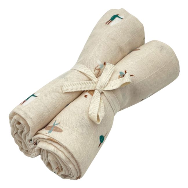Mantas de muselina de algodón - Set de 2 | Blanco