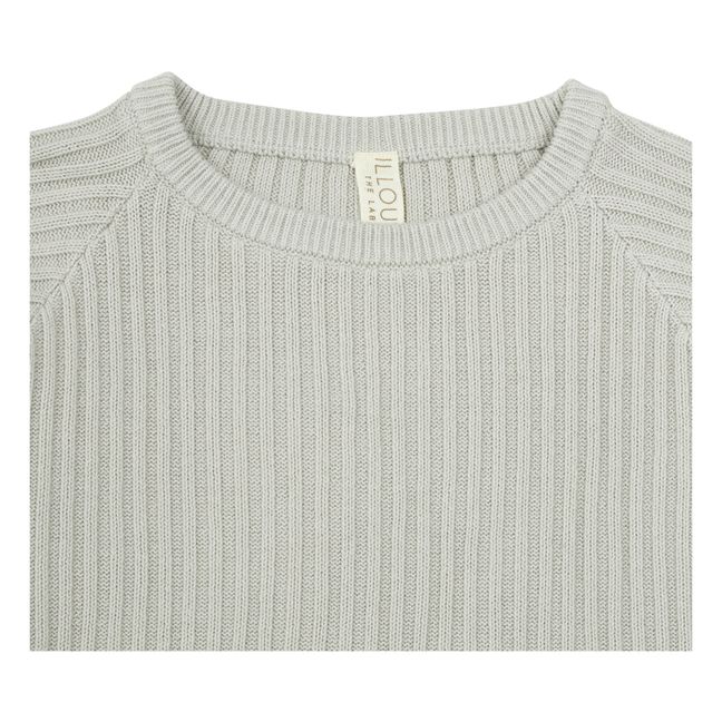 Oversize Ribbed Knit T-shirt Grey