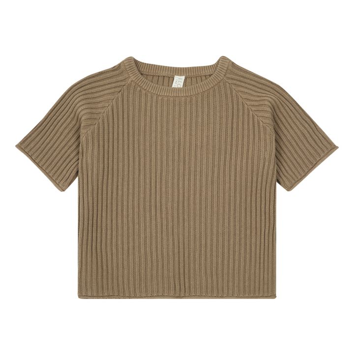 Oversize Ribbed Knit T-shirt Camel- Product image n°0