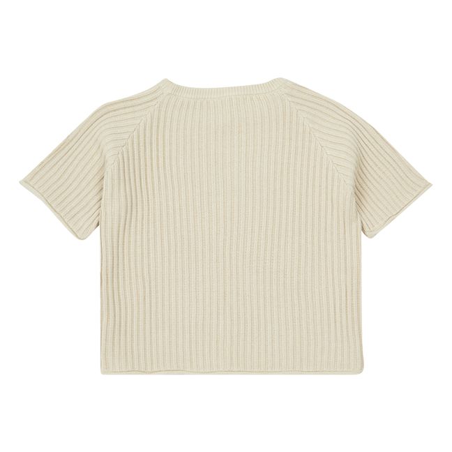 Oversize Ribbed Knit T-shirt Beige