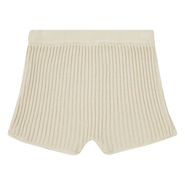 Ribbed Knit Shorts Beige