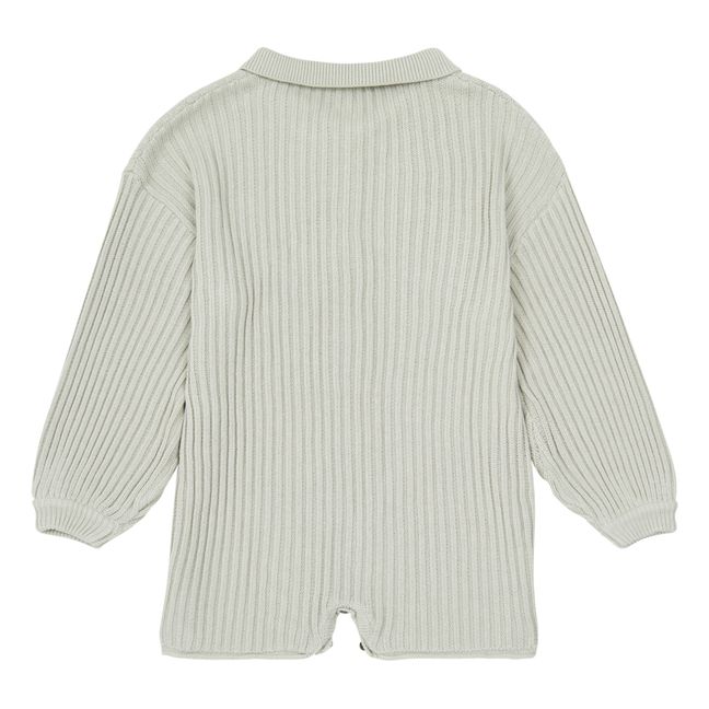 Ribbed Knit Button-Up Playsuit Grau