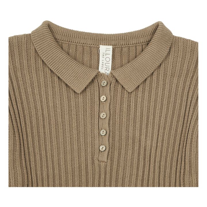 Ribbed Knit Button-Up Playsuit Camel- Product image n°1