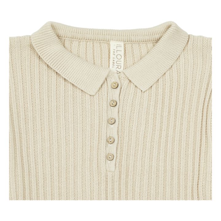 Ribbed Knit Button-Up Playsuit | Beige- Product image n°1