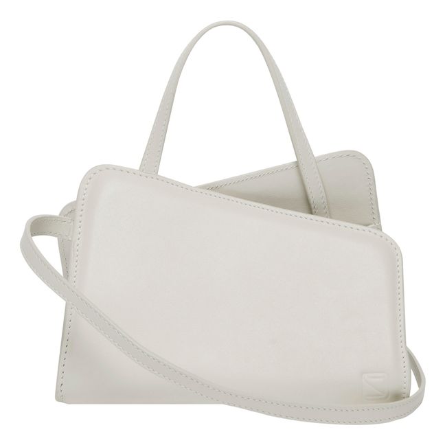 Mini Slant Leather Tote Bag Bianco
