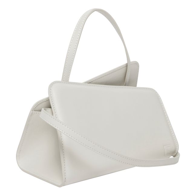 Mini Slant Leather Tote Bag | White