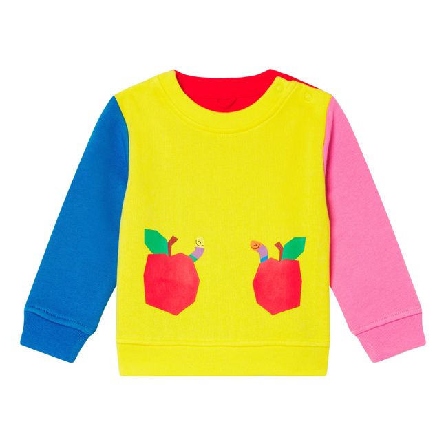 Multicoloured Organic Cotton Apple Sweatshirt | Yellow