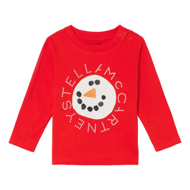 Organic Cotton Snowman Logo T-Shirt Rosso
