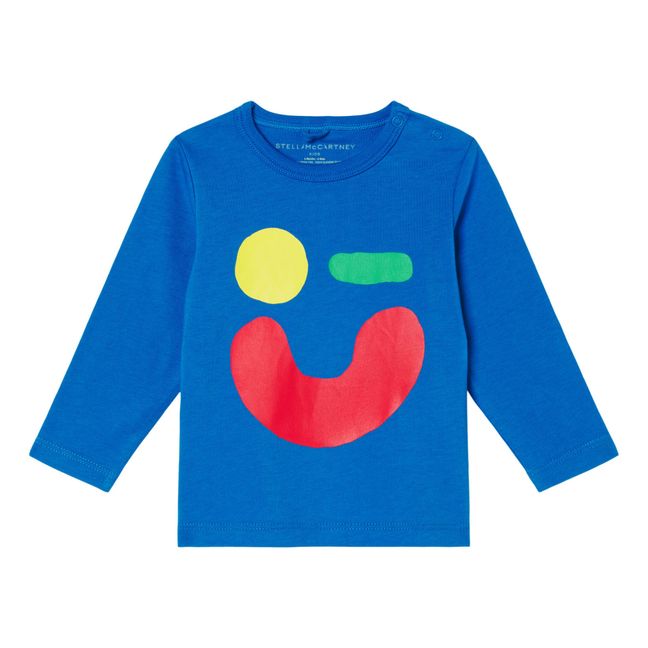 T-shirt Sourire Coton Bio | Bleu électrique