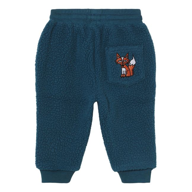 Recycled Polyester Embroidered Fox Joggers Navy blue