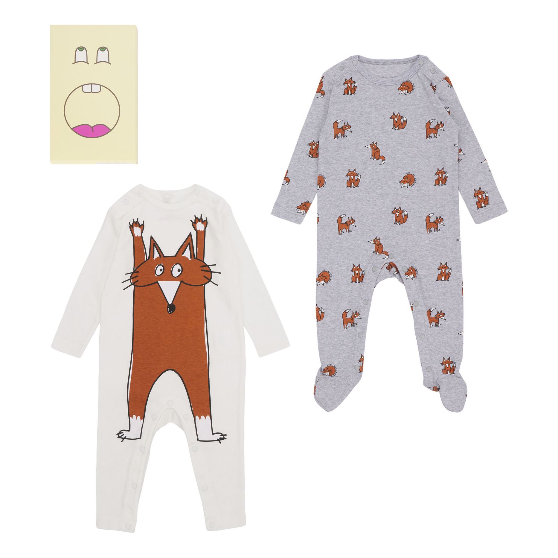 Organic Cotton Fox Pyjamas - Set of 2 | Grey- Product image n°0