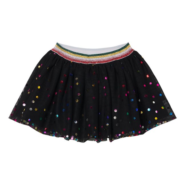 Glitter Recycled Polyester Tulle Skirt | Nero