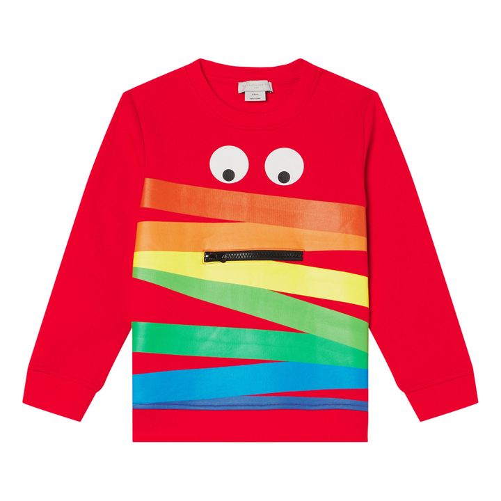 Organic Cotton Rainbow Face Sweatshirt Red- Product image n°0