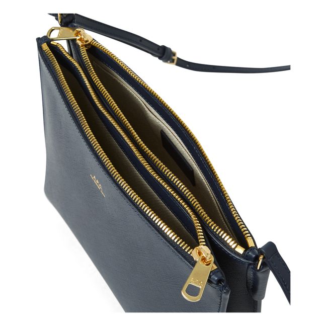 Sarah Embossed Leather Bag | Navy blue