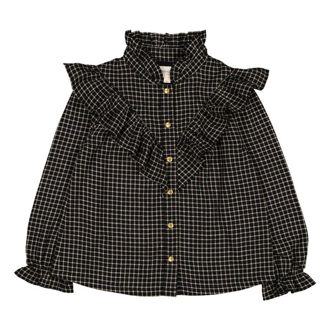 Checked Fig Blouse Schwarz