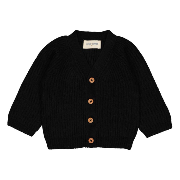 Louis Louise Hubert Cotton and Wool Cardigan Black Smallable