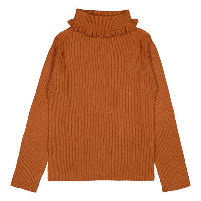 Aline Ribbed Cotton and Wool Jumper Caramelo
