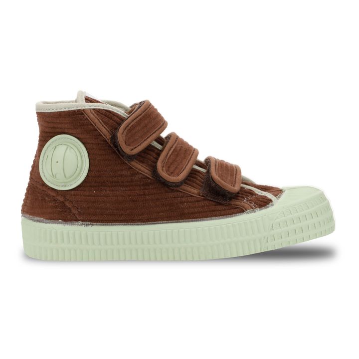 High-Top Velour Velcro Sneakers | Brown- Product image n°0