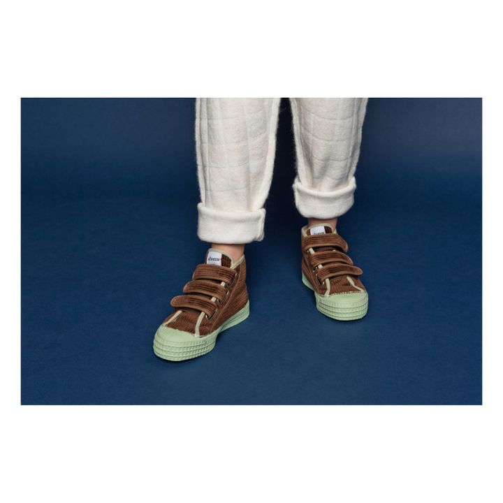High-Top Velour Velcro Sneakers | Brown- Product image n°1