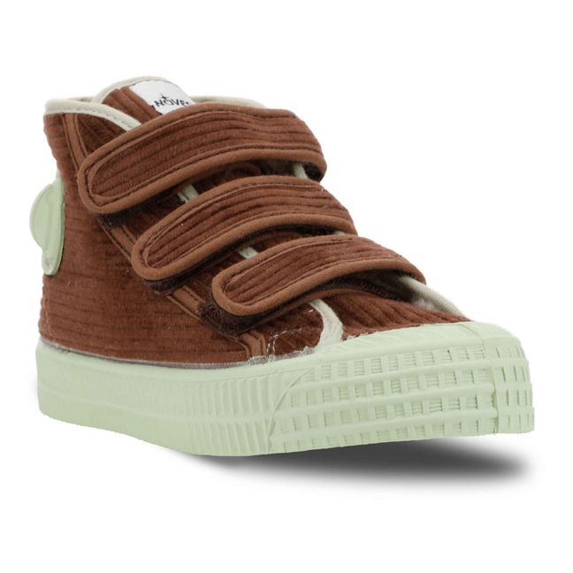 High-Top Velour Velcro Sneakers Brown
