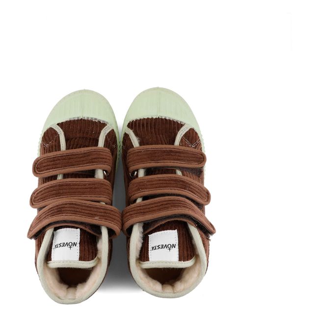 High-Top Velour Velcro Sneakers | Braun