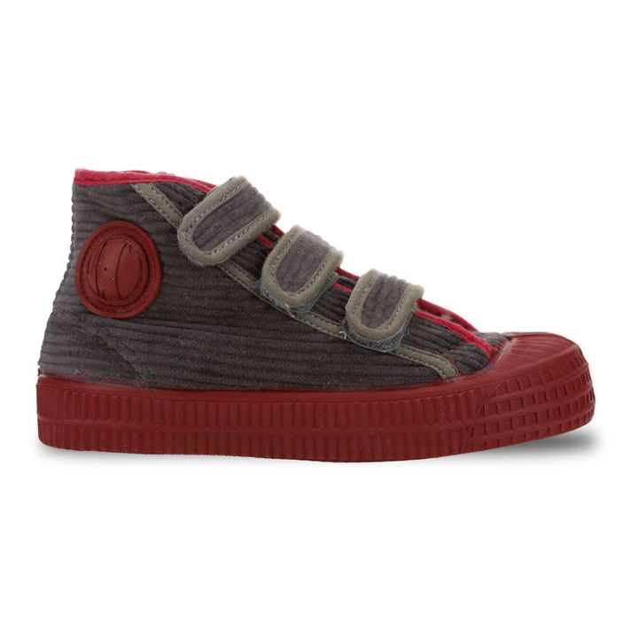 High-Top Velour Velcro Sneakers | Charcoal grey- Product image n°0