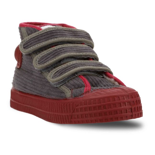 High-Top Velour Velcro Sneakers | Gris Antracita