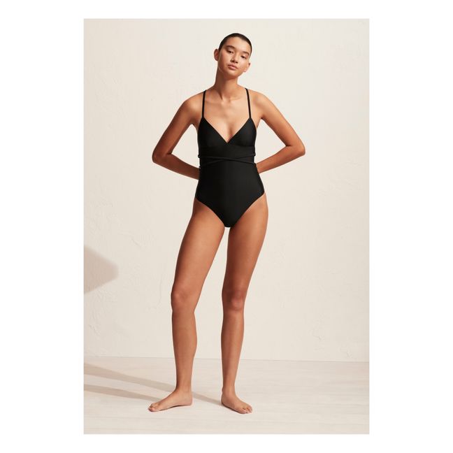 Maillot 1 Pièce Wrap Plunge | Noir