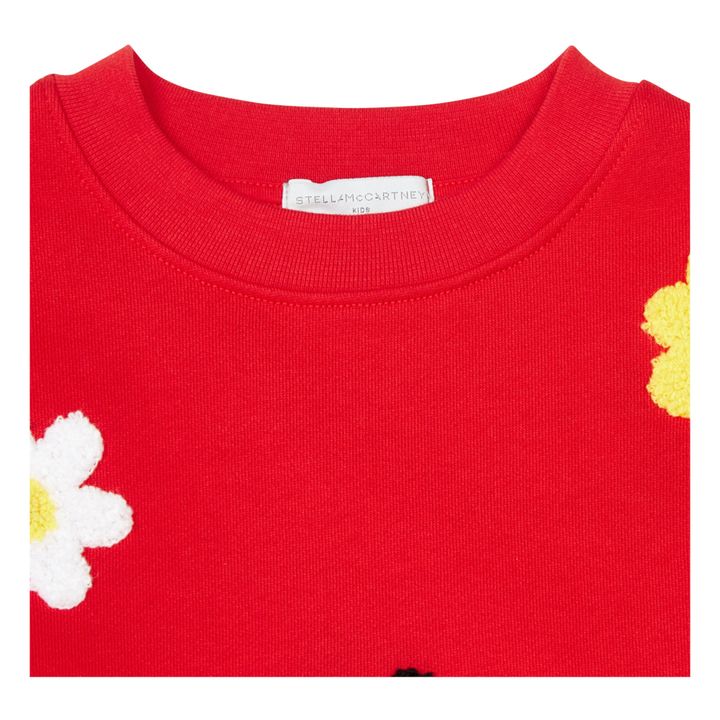 Oversize Organic Cotton Floral Sweatshirt Red- Product image n°1