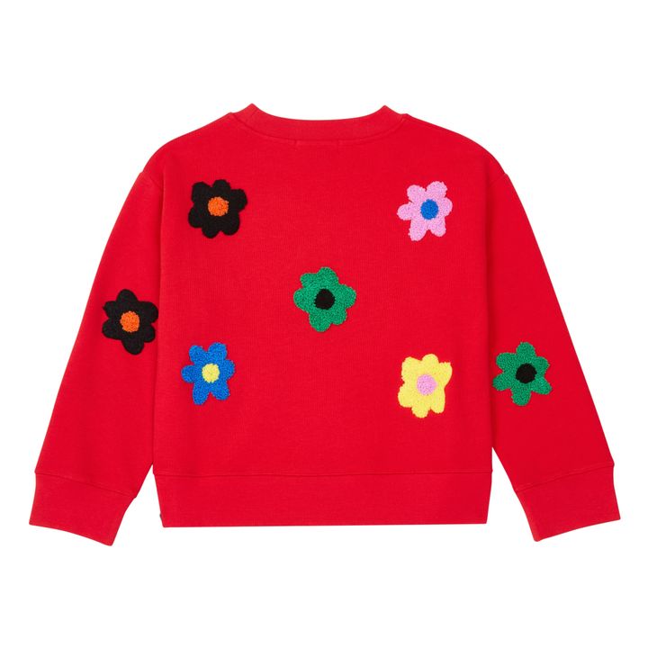 Oversize Organic Cotton Floral Sweatshirt Red- Product image n°2