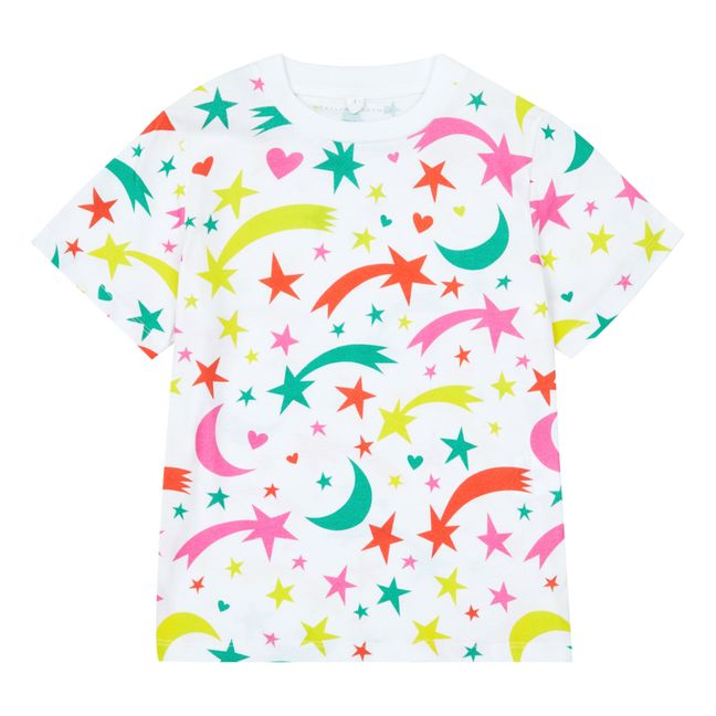 T-shirt Etoiles Multicolores Coton Bio Blanc