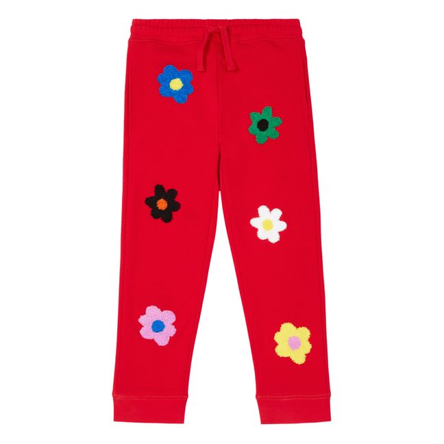 Organic Cotton Flower Joggers Red