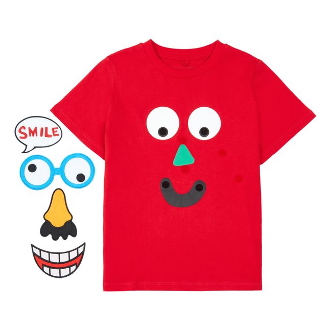 Organic Cotton Face T-shirt Rosso