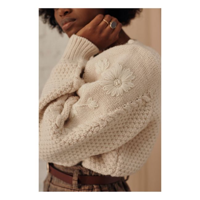 Acacia Hand-Embroidered Jumper - Women’s Collection  | Ecru