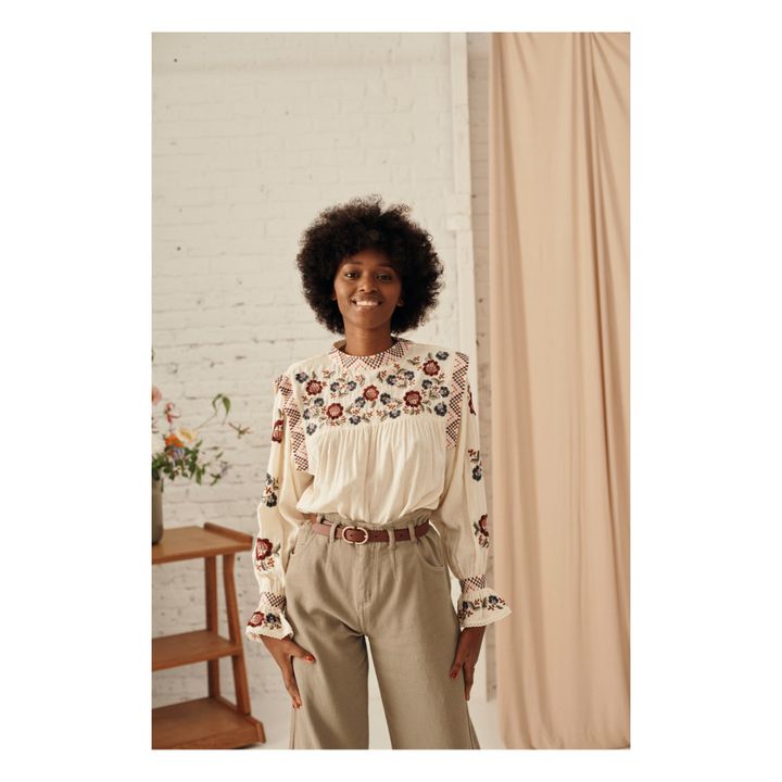 Izza Embroidered Cotton Muslin Blouse - Women’s Collection  | Seidenfarben- Produktbild Nr. 1