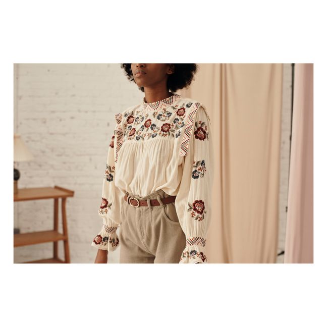 Izza Embroidered Cotton Muslin Blouse - Women’s Collection  | Seidenfarben