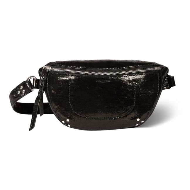 Lino Goatskin Lamé Leather Belt Bag Negro