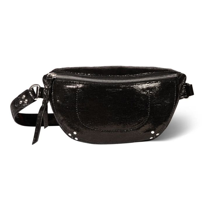 Lino Goatskin Lamé Leather Belt Bag Black- Product image n°0