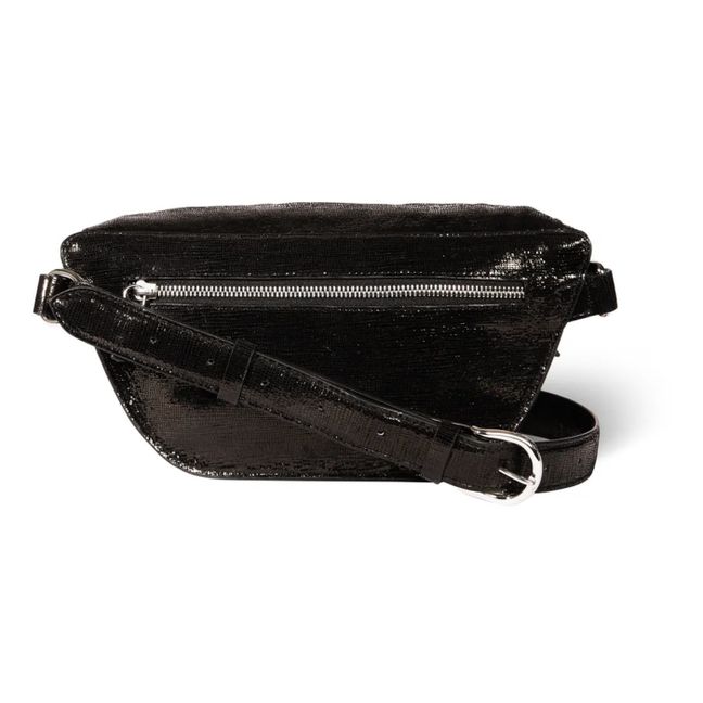 Lino Goatskin Lamé Leather Belt Bag Nero