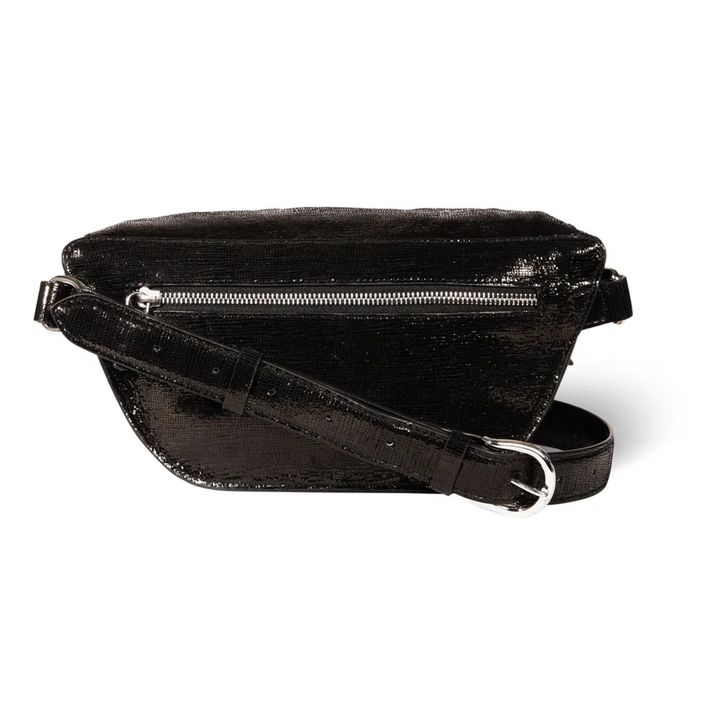 Lino Goatskin Lamé Leather Belt Bag Black- Product image n°4