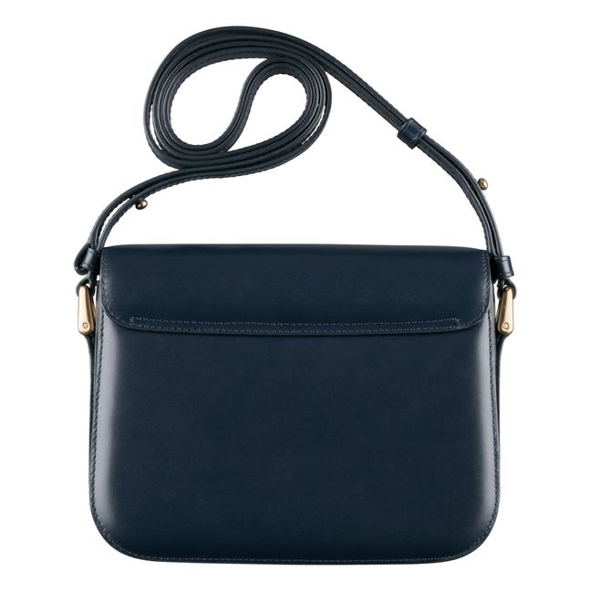 Grace Small Smooth Leather Bag Blu marino