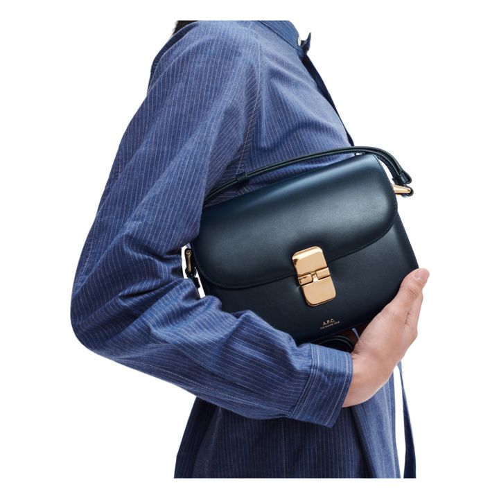 Grace Small Smooth Leather Bag | Navy blue- Product image n°3