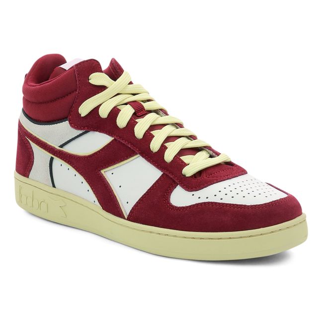 Demi Cut Suede Leather Magic Sneakers Red