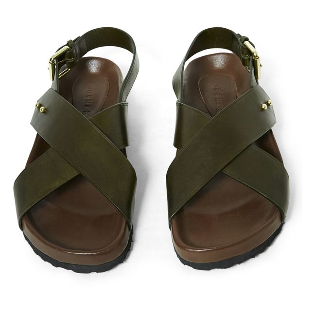 Olaf Leather Sandals Verde militare