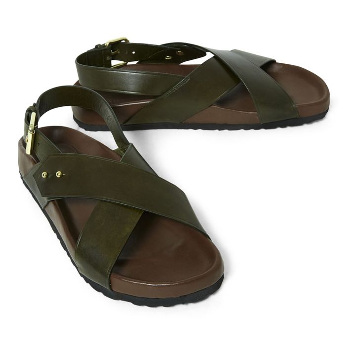 Olaf Leather Sandals Verde militare- Immagine del prodotto n°3