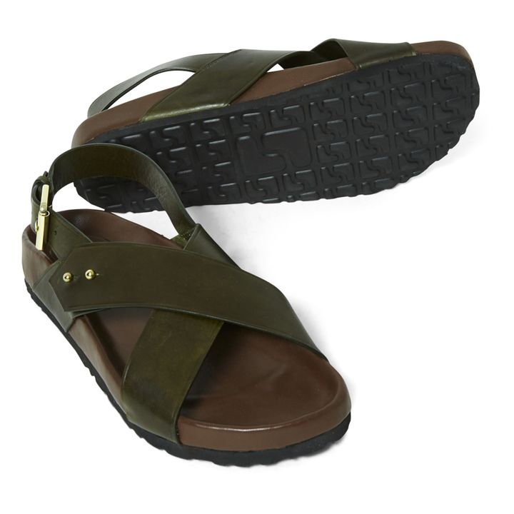Olaf Leather Sandals Verde militare- Immagine del prodotto n°4
