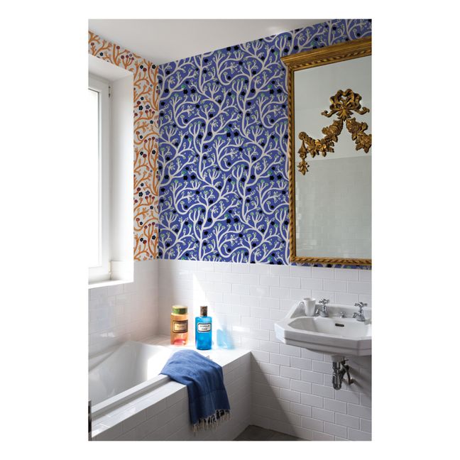 Cottage Wallpaper - 3 Panels Blau