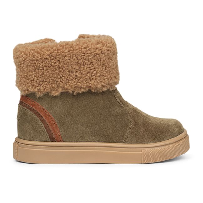 Boots Fourrées Chubby Shearling Winter Suede | Vert kaki